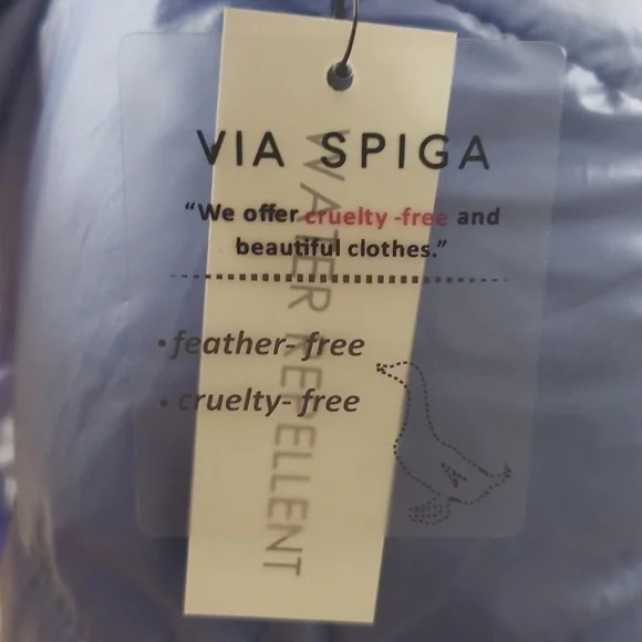 NWT Blue 💙 iridescent Via Spiga waterproof packable puffer jacket size Small - Picture 9 of 9